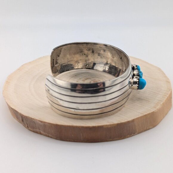 Navajo Kingman Turquoise Sterling Silver Cuff Bracelet Handmade Jewelry Sz 7** - Picture 7 of 10